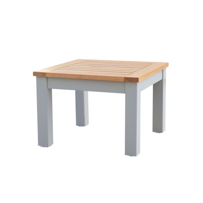Table Basse de Jardin - Bérgamo - Aluminium et Bois d'Eucalyptus - Carré - Marron - 46,1x6,1x32,5 cm