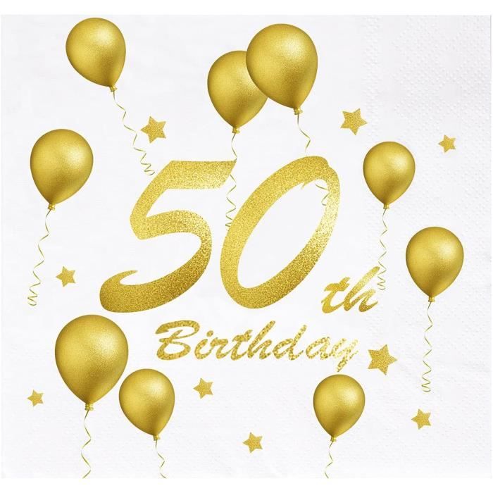 Lot De Serviettes En Papier Pour Anniversaire 50 Ans 33 X 33 Cm Pour Femme Et Homme Decoration De Table D Anniversaire 102 Cdiscount Maison