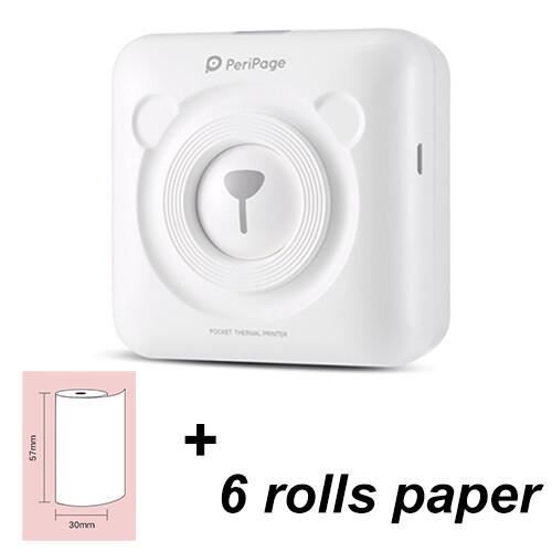 PeriPage Imprimante Portable Mini A6 Blanche – 203 DPI, Bluetooth – état Neuf