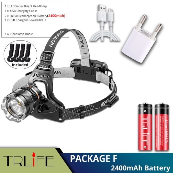 Acheter MJ 2022 Lampe frontale LED lumière forte super lumineuse lampe de poche montée sur la tête extérieure rechargeable phare de pêche de nuit 5 sources de lumière