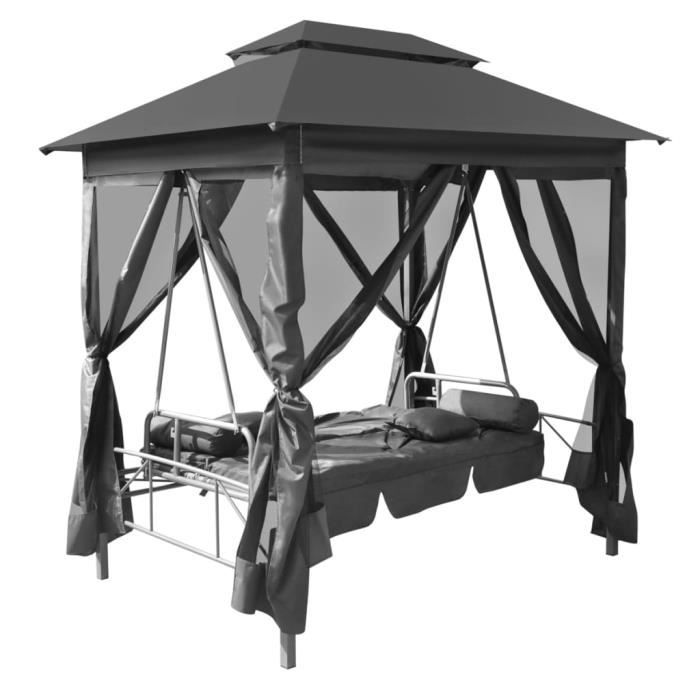 Balancelle de jardin avec auvent Anthracite 220x160x240cm Acier
