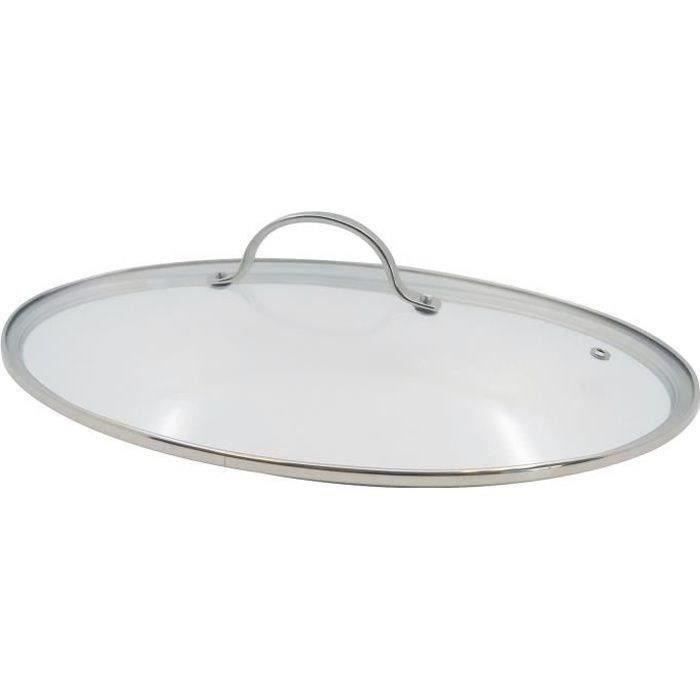Couvercle ovale poêle à poisson verre & acier 37 5 cm - vue 3