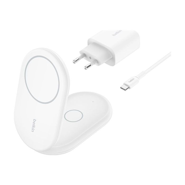 Belkin Chargeur sans Fil - BoostCharge - 15 W Qi2 - Compatible MagSafe - 2-en-1 Pliable Blanc - vue 7