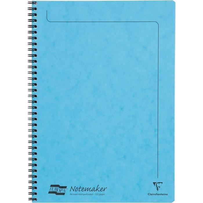 Clairefontaine 4850Z - Lot de 10 Cahiers à Spirale Notemakers Europa - A5 14 ,8x21 cm - 120 Pages Détachables Lignées - Papier Blanc 90 g - Couvertures Carte Lustrée - Couleurs Aléatoires
