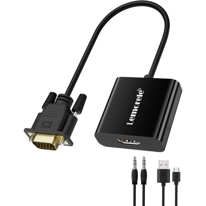 U132 Adapter Vga Vers Hdmi Adaptateur 1080P 60Hz Vga Mâle Vers Hdmi Femelle ...
