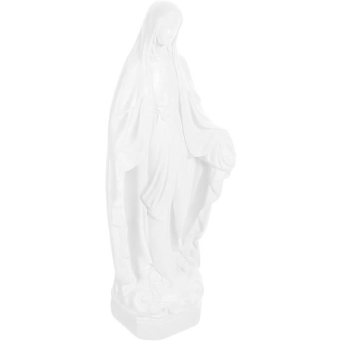 Statue Vierge Marie En Résine Blanche 12,7 Cm – Support Chapelet, Décoration Religieuse – Cadeau Catholique Pour Femme