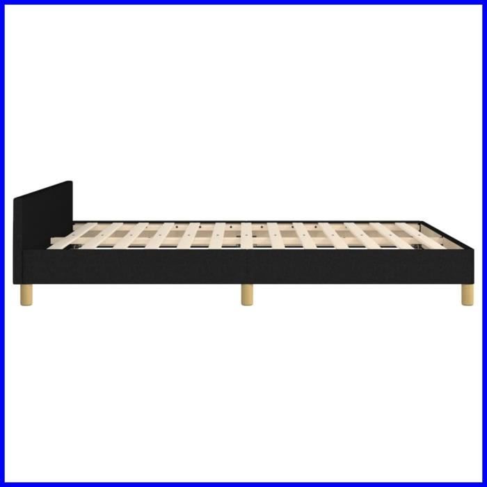 Cadre de lit - CUQUE - 140x190 cm - Tête de lit en tissu - Noir - Design contemporain