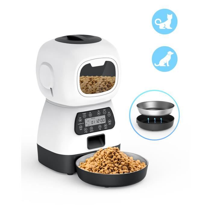 Distributeur Croquettes Chat Automatique 3 5 L Distributeur De Nourriture Avec Enregistrement Vocal 4 Repas Pour Chats Et Chiens Cdiscount