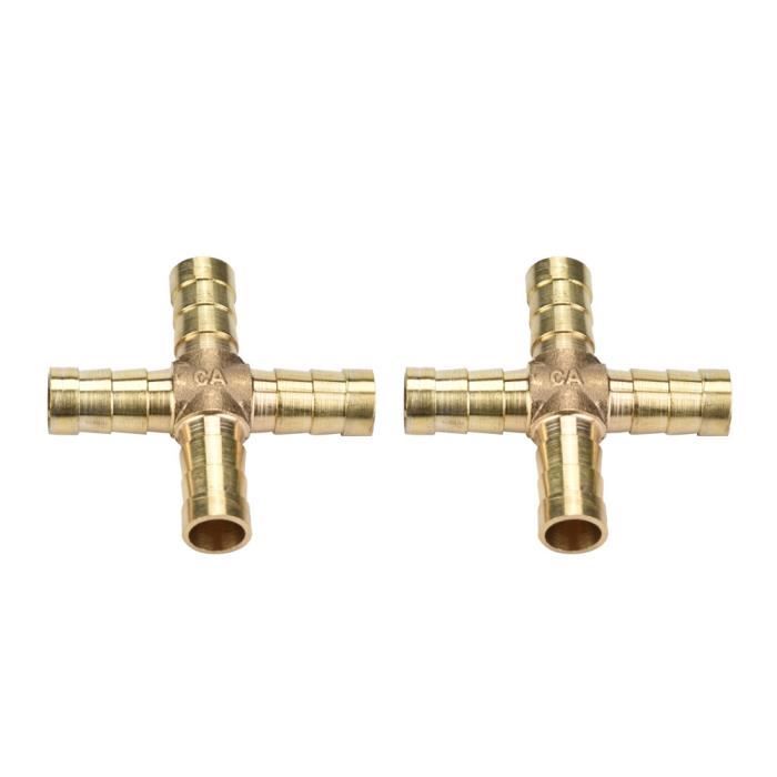 2 X Raccords En Laiton Té 3 Voies 5/8 X 3/8 X 5/8 Barbelés - Lot Pour Tuyauterie