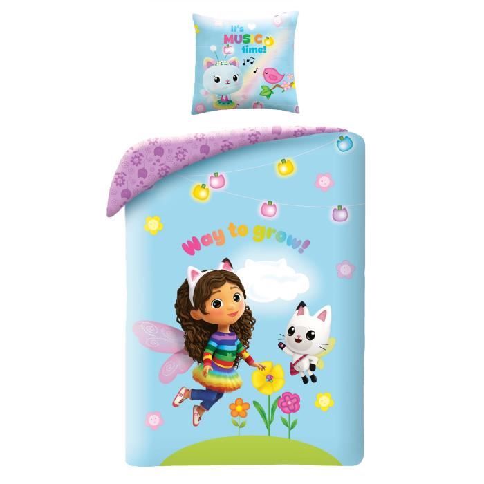 Parure De Lit 2 Pièces Gabby Et La Maison Magique 140x200cm - 100% Coton Pour Enfants
