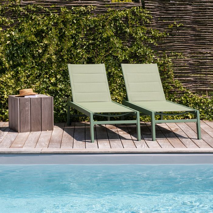 HAPPY GARDEN - Lot de 2 bains de soleil SARDINIA en textilène terracotta - structure terracotta