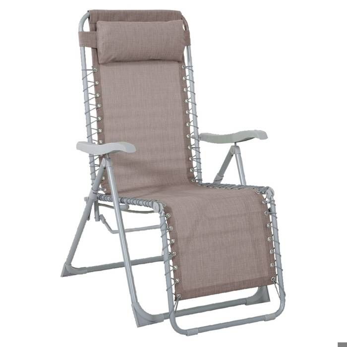 fauteuil de jardin relax silos - hesperide - taupe - structure en acier - positions multiples