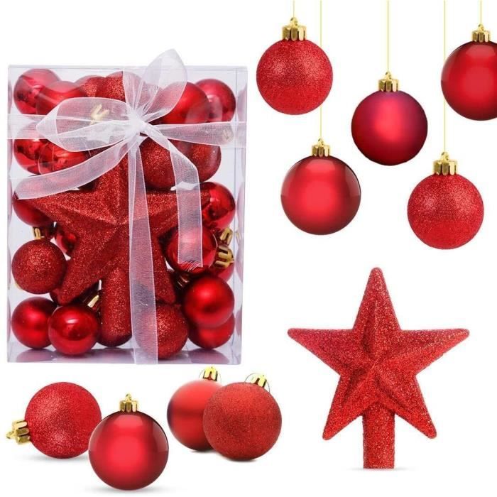Kentop Boules de Noël en Plastique Boubles d'arbre de Noël Set 