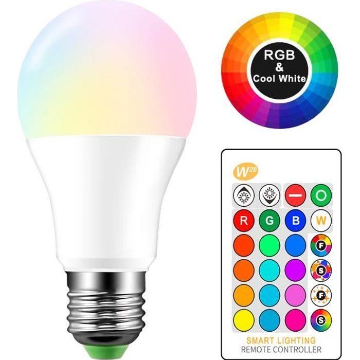 Ampoule LED Intelligente 10W E27 WiFi RGB + Blanc Réglable - Compatible Alexa, Google Home & Tuya
