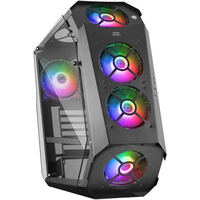 Boitier ATX Mars Gaming MCX RGB avec panneau vitré (Noir)