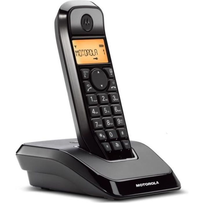 Téléphone sans fil MOTOROLA S1201 - Noir - ID d'appelant - Répertoire 50 noms - Mains libres