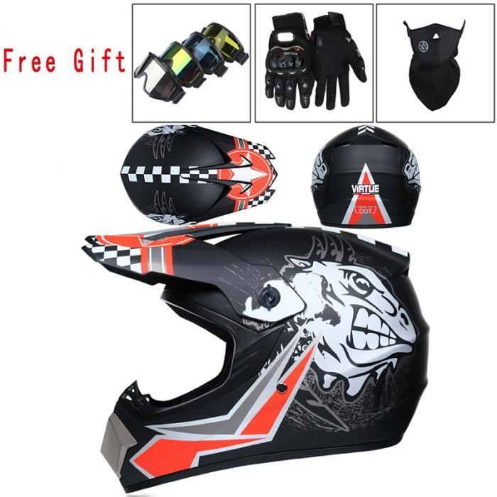 Casque Motocross Intégral Enfants/Ados - Certifié DOT/ECE - Avec Lunettes, Gants, Masque - Taille S à XL - Quad, VTT, BMX - 6