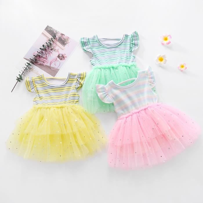 Robe de princesse en tulle à paillettes pour filles jolie robe trapèze pour mariage robe d'invité pour enfants