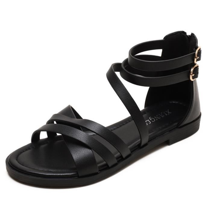 Sandale à brides décontractée pour Femmes Plage de Sable Noir