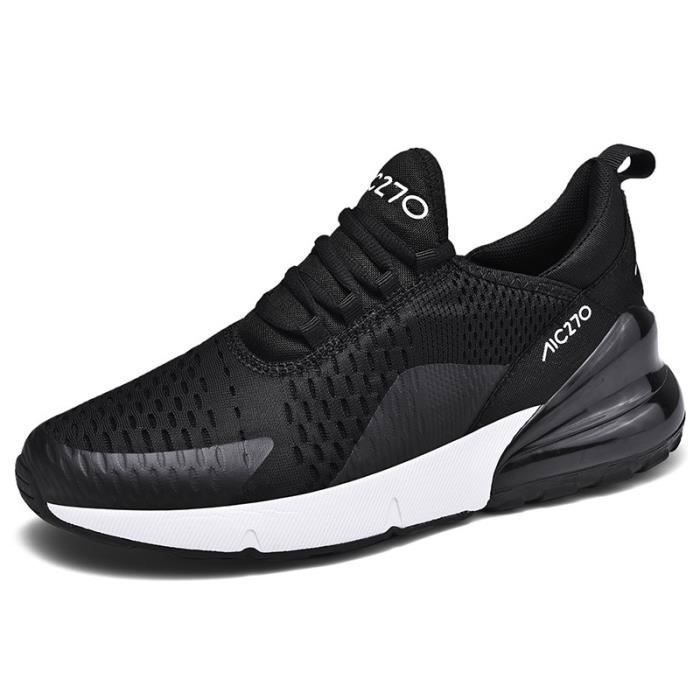 INSFITY Baskets Mode Respirante Homme-Femme Coussin dAir Sneakers Chaussures Sport Confortable - Noir blanc
