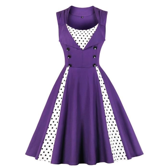 Robe Vintage Années 50 à Pois Pour Fille - Style Rockabilly - Mariage, Fête, Anniversaire Ou Cocktail