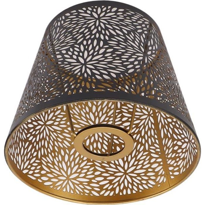 Omabeta abat-jour tambour Abat-jour en métal E26 E27 style arbre forestier ajouré en fer décoratif avec motif doré deco seul