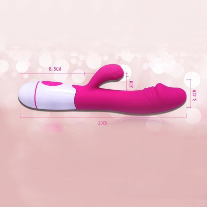 Vibromasseur féminin en silicone, jouets sexuels à double vibration à 30  vitesses pour jouet sexuel adulte, rose rouge