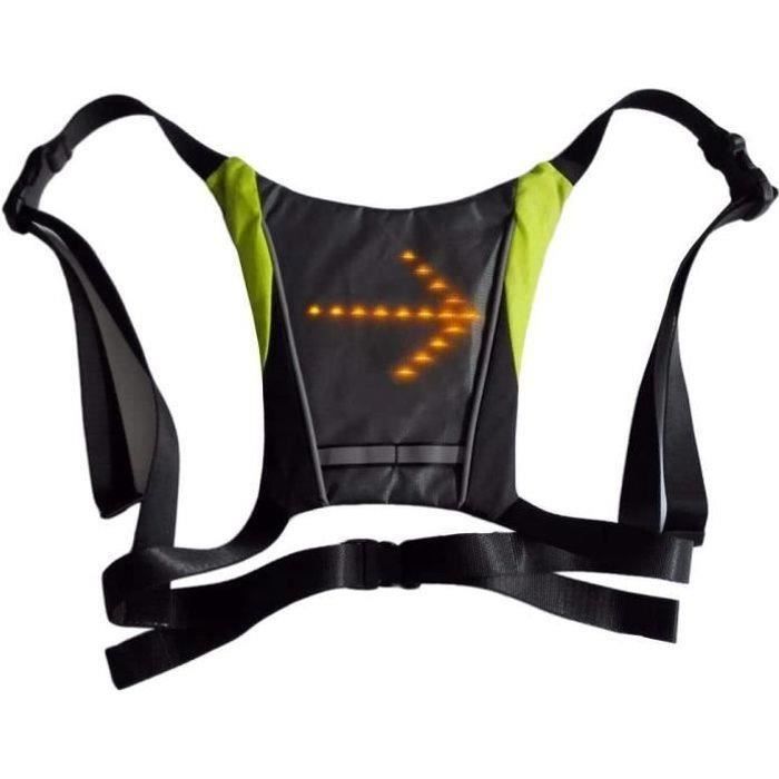 AMNN Gilet de Cyclisme à LED, Gilet réfléchissant à LED avec indicateur de Direction - Télécommande, Feux de Direction, Rechargeable par USB, Installation Facile pour témoin de sécurité à vélo, Vert