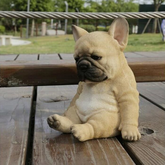 Statue De Chiot Bouledogue Francais Endormi Sculpture De Pelouse En Resine Decor De Jardin Super Mignon Cdiscount Jardin