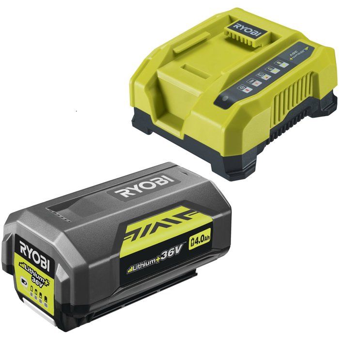 RYOBI Kit Batterie et Chargeur 36V Max Power RY36BC17A 140 – Batterie Lithium+ 4 0 Ah + Chargeur Rapide Compatible Tondeuse Souffleur Taille Haie Tronçonneuse et Entretien du Jardin