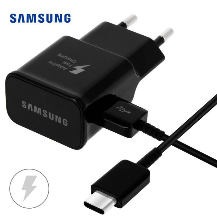 Chargeur Samsung Rapide EP-TA20EWE + Cable USB Type C pour Oppo A54 5G Couleur Noir