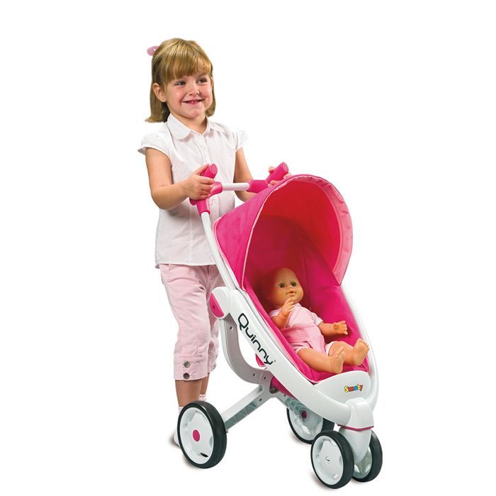 Combi 3 en 1 pour poupee et poupon : poussette landau cosy - Rose / Gris -  Poignee 55 à 82 cm - Cdiscount Jeux - Jouets