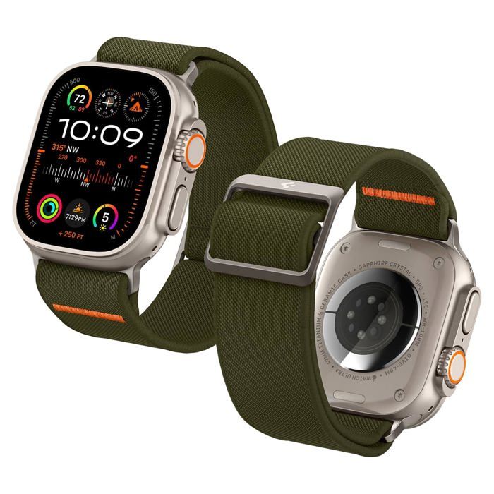 Bracelet - SPIGEN - Fit Lite Ultra - Kaki - Confortable - Réglable - Nylon/Acier inoxydable