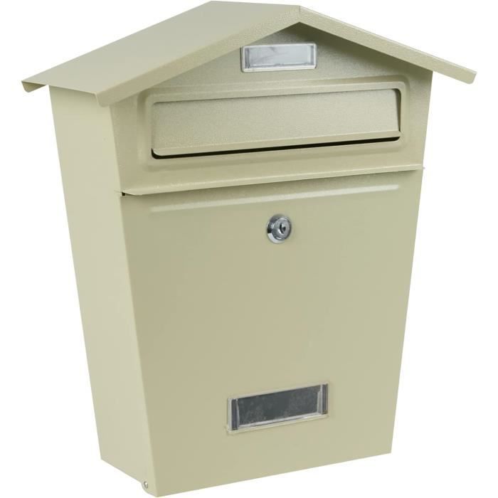 Boîte Aux Lettres Murale Grise Avec Serrure - Grande Capacité, En Tôle, Pour Extérieur