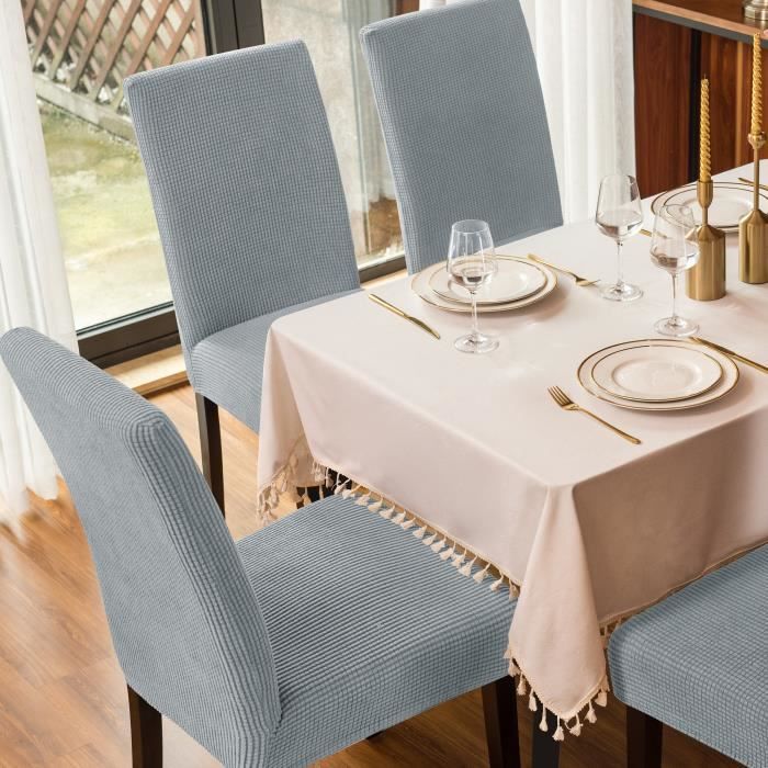 4 Housses De Chaise Extensibles Spandex – Élégantes, Protectrices Et Faciles à Installer (Sable)