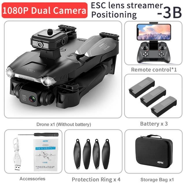 Dual1080p-Bag-3B Drone quadricoptère pliable avec caméra HD grand angle