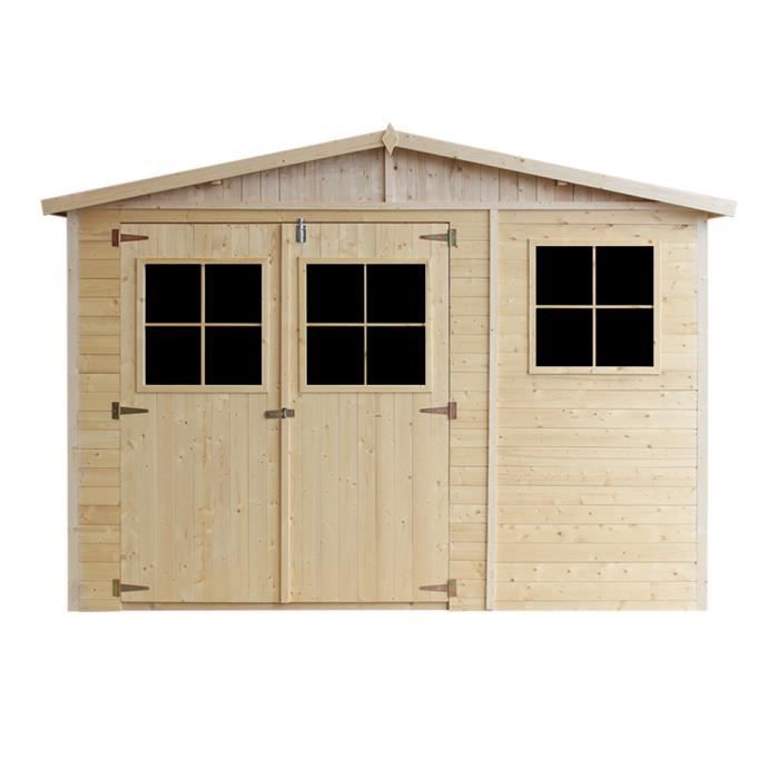 Abri de jardin en bois 15 m&sup2; TIMBELA - Ep.17mm - avec plancher impr&eacute;gn&eacute; - M337+M337G
