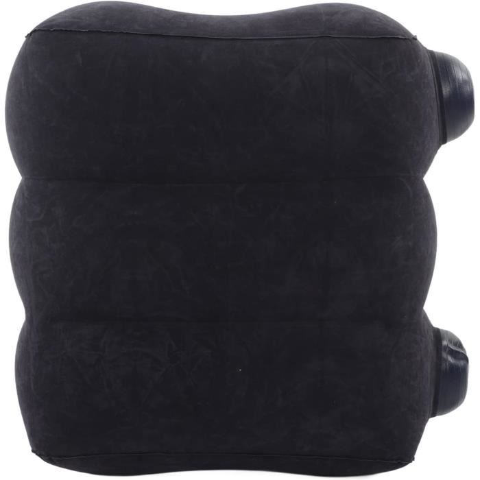 Repose-pieds Gonflable Voyage | Coussin Ajustable En Hauteur Pour Avion, Bureau, Maison - Noir, ~48x42x26 Cm - 4