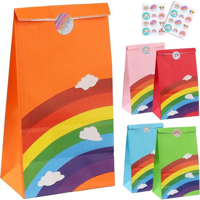 20 Pcs Sachet Bonbons Anniversaire Sac Bonbon Arc En Ciel Avec 20