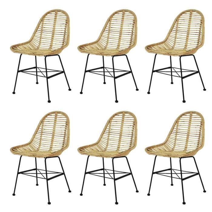 vidaXL Chaise de salle à manger 6 pcs Rotin naturel