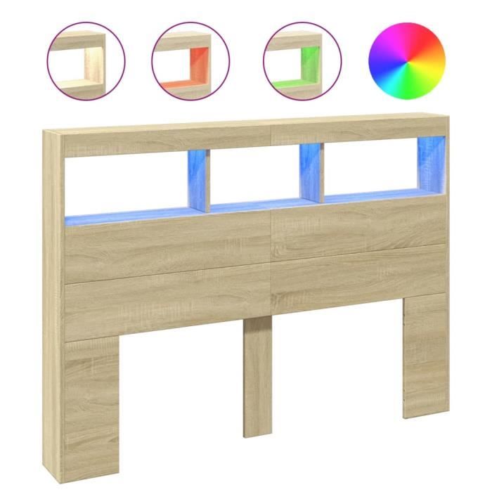 Armoire tête de lit - VVIKIZY - YXF14322EV - Chêne Sonoma - LED RGB - 140x17x102 cm