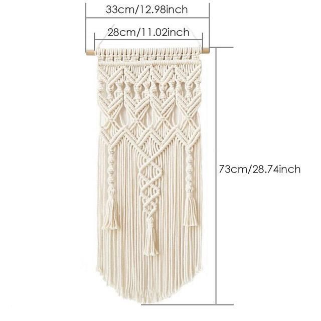 Tenture Murale En Macramé Bohème 90x80 Cm – Avec Bois Flotté Naturel – Décoration Murale Tissée Main Pour Chambre, Salon Ou Mariage