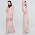 Home Peignoir en Polaire pour Femme Robe de Chambre à Manches Longues Manteau de Sauna d'hiver avec Capuche et Poches-1
