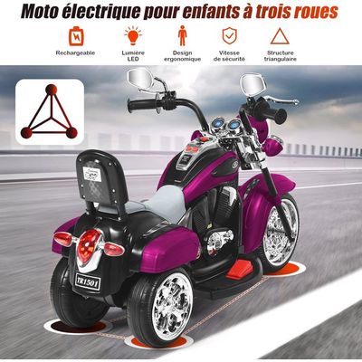 Moto électrique enfant 6V, moto pour enfants avec musique et bulles, 2,5-3 km/h, pour 2-5 ans