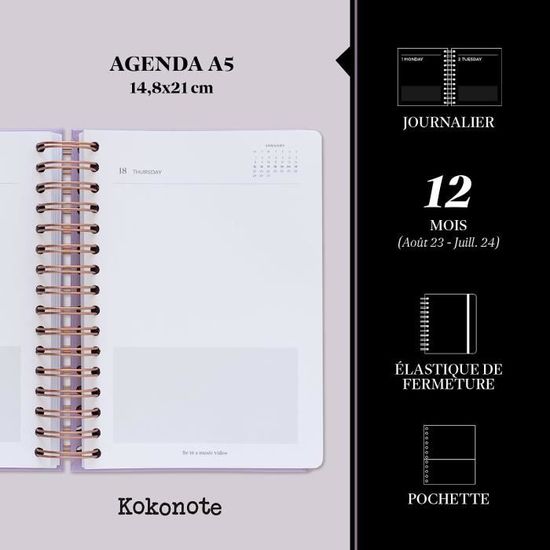Kokonote - Agenda Scolaire 2023 2024 Lilac Sunset