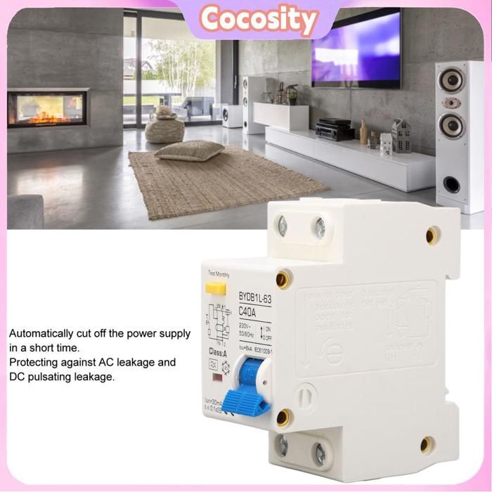 Disjoncteur Différentiel Type A 40A 30mA - Protection Fuites Électriques Unipolaire + Neutre - Rail DIN 230V - Sécurité Maison Et Domestique