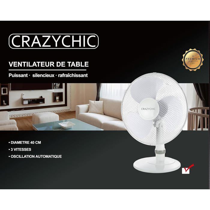 Acoolir Ventilateur Bureau, Ventilateur Silencieux Ultra Puissant De 24 DB, Oscillation De 100