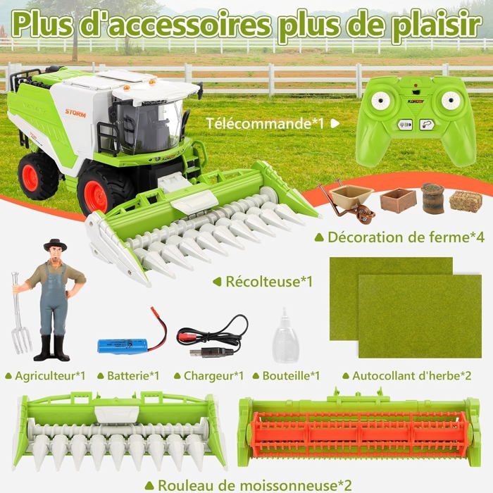 Jouet Ferme Enfants 2.4GHz Tracteur Moissonneuse-Batteuse RC COIL – Télécommandé 2,4 GHz – Échelle 1:24 – Lumière & Son – Jouet Agricole Enfant
