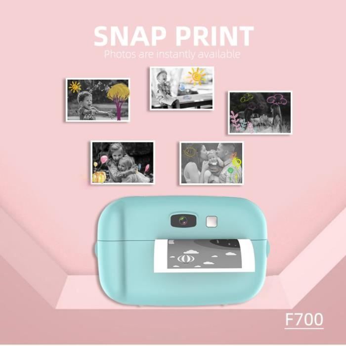 Mini-imprimante photo sans fil AIHONTAI - 1080P - étiquette thermique - 3  rouleaux de papier - bleu - Cdiscount Appareil Photo