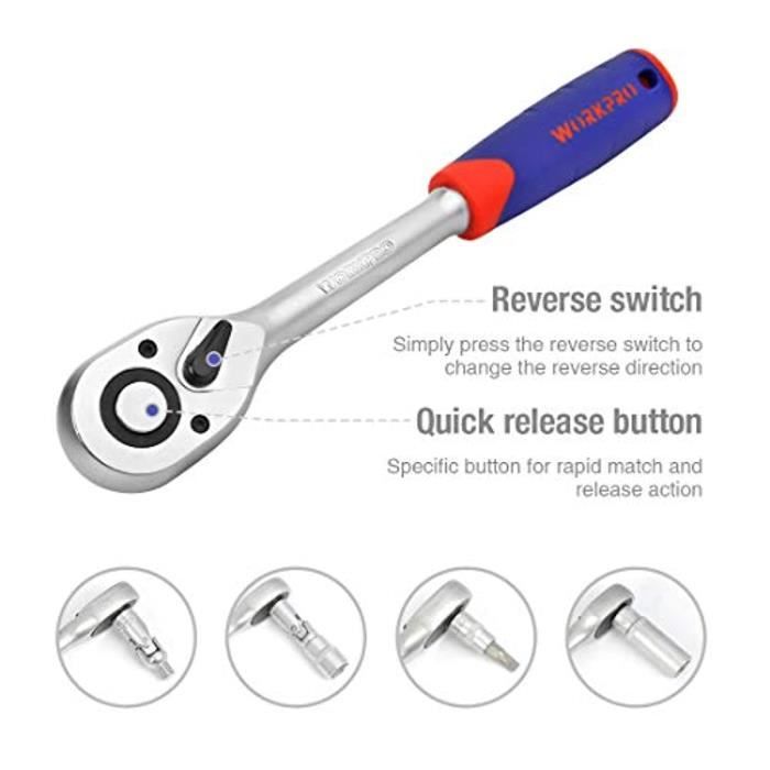 Coffret Douille DURATECH Coffret De Douilles Embouts Et Clés à Cliquet 108 Pièces Coffret Cle A Cliquet Et Douille